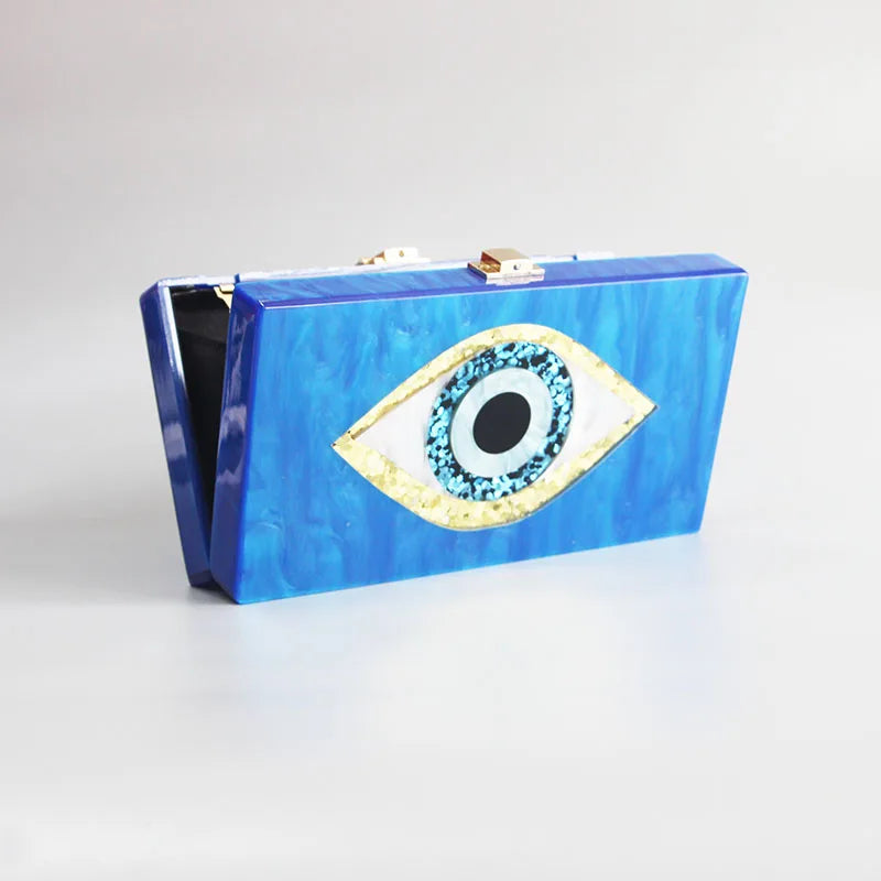 Marble Acrylic Bag Vintage Women Messenger Clutch Evil Eye Handbag