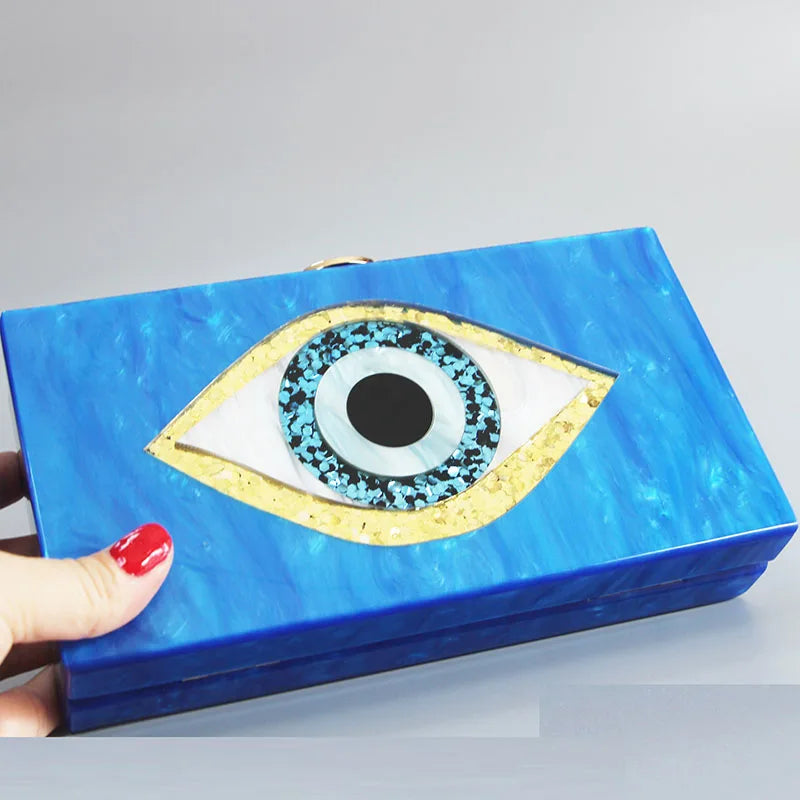 Marble Acrylic Bag Vintage Women Messenger Clutch Evil Eye Handbag