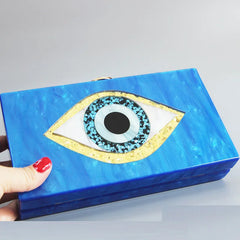 Marble Acrylic Bag Vintage Women Messenger Clutch Evil Eye Handbag