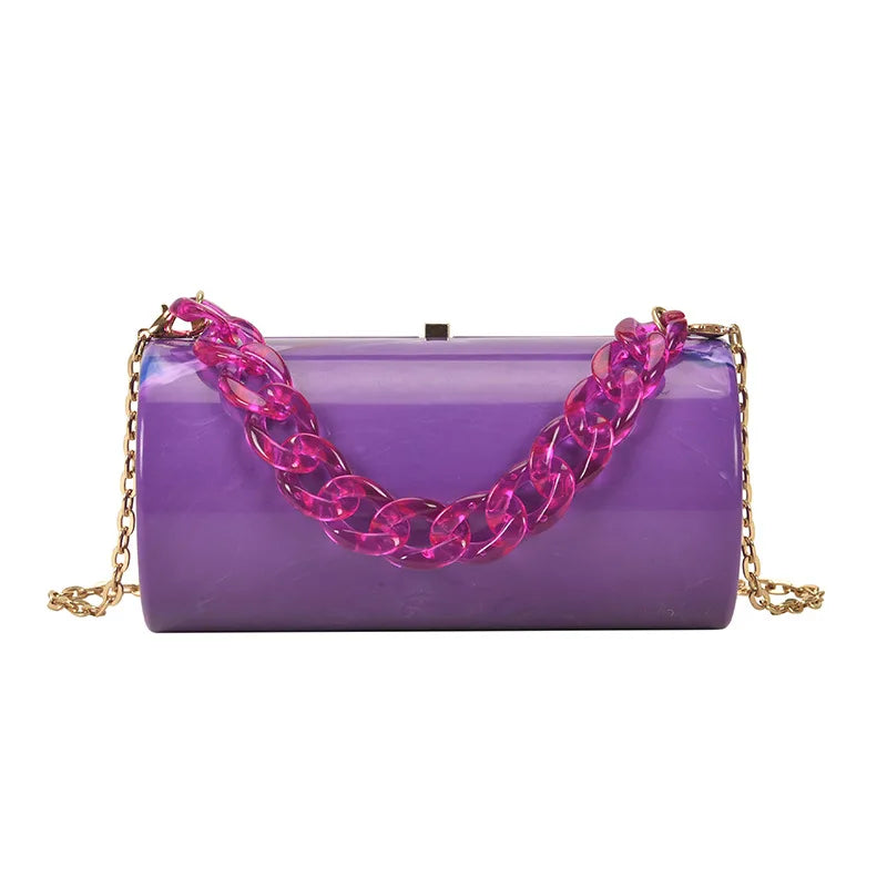 Marbling Acrylic Box Bag 2021 Summer Girl's Chain Small Shoulder Bag