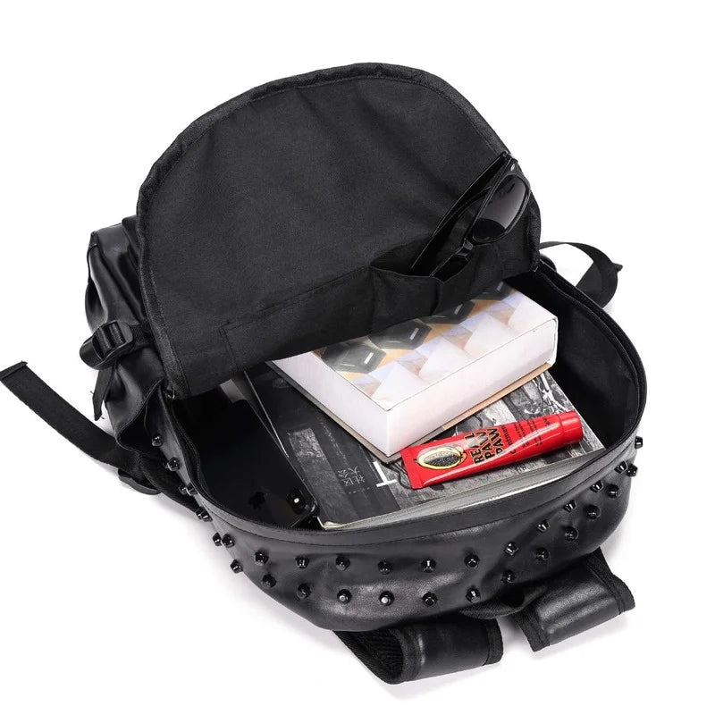 Men Street Style Rivets Backpacks High Capacity Laptop Bag