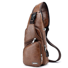 Men Casual Shoulder Bag Crossbody Travel USB Charge Pack Chest Bag