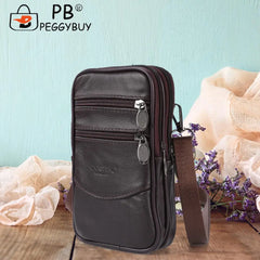 Men Leather Small Waist Bag Casual Crossbody Fanny Packs