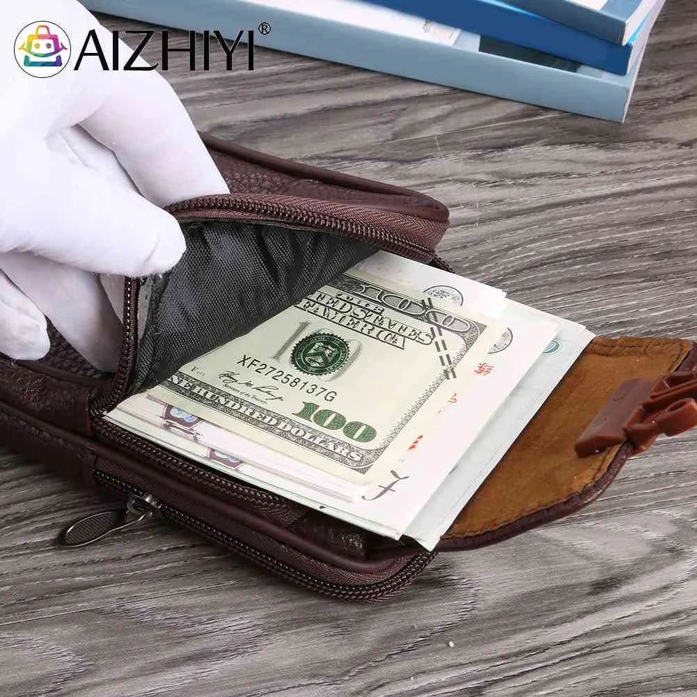 Men Multi-function PU Leather Fanny Waist Bag Casual Mobile Phone Purse
