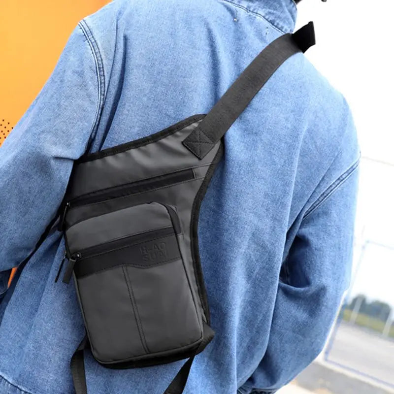 Men Nylon Motorcycle Hip Belt Waist Fanny Pack Riding Travel Shoulder Crossbody