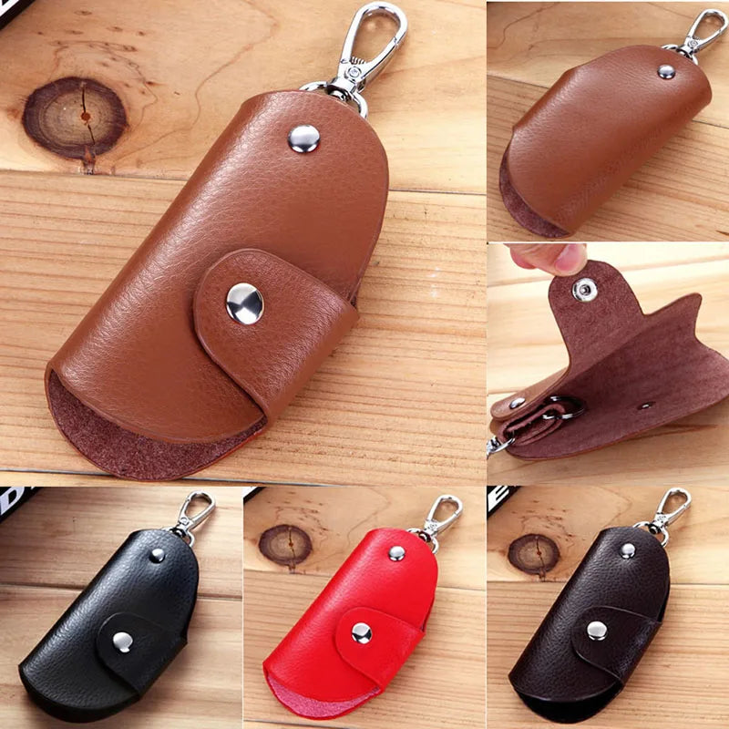 Men Women Leather Key Chain Pouch Bag Wallet Case