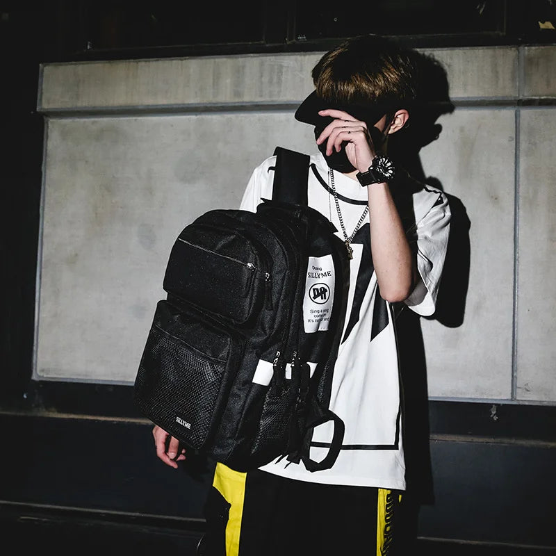 Men's Large Capacity School Backpack with Multiple Pockets