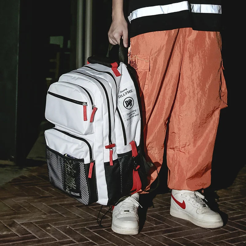 Men's Large Capacity School Backpack with Multiple Pockets