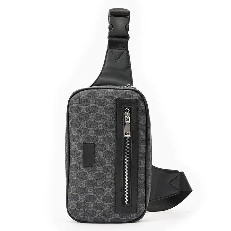 Men's Leather Crossbody Chest Pack Street Sling Bag