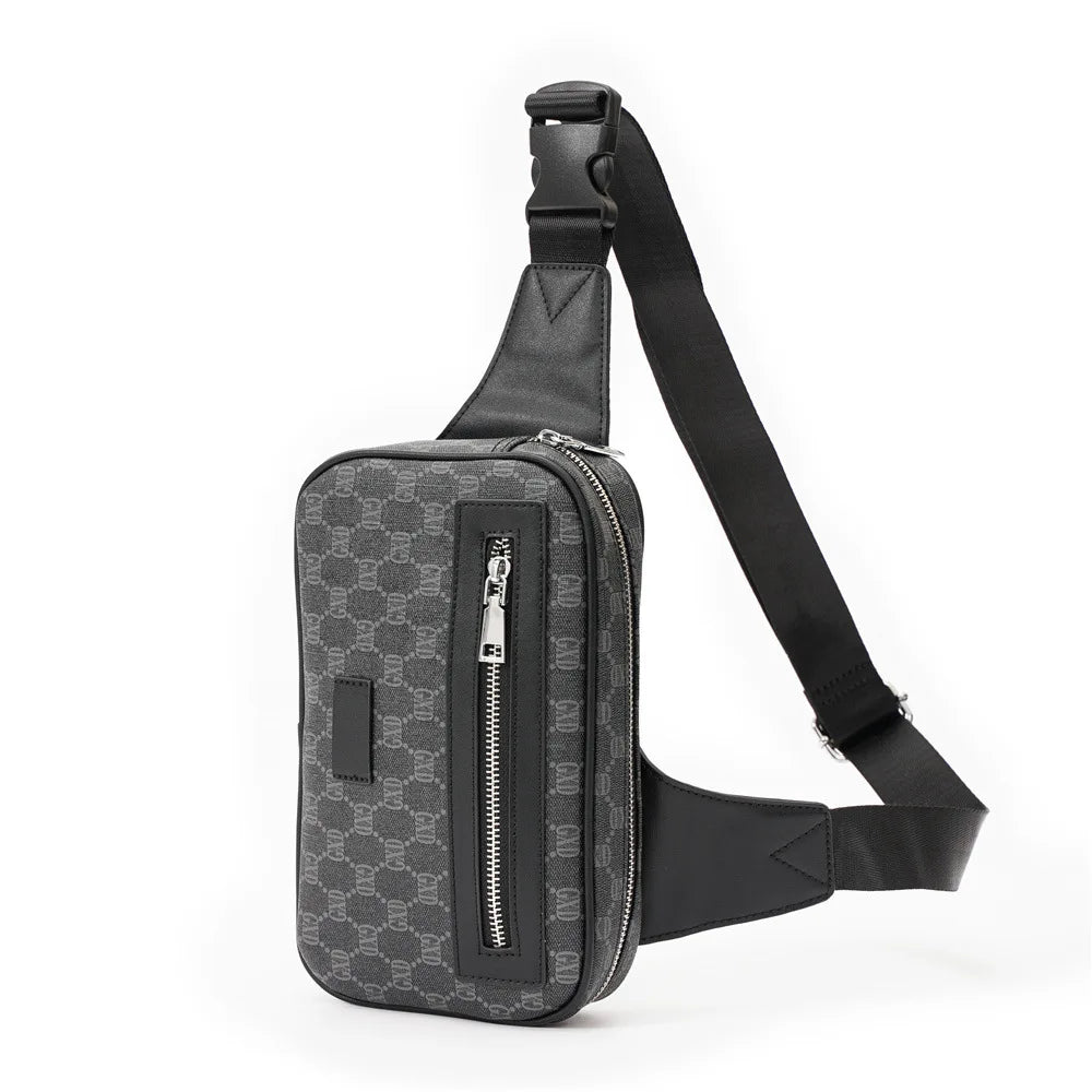Men's Leather Crossbody Chest Pack Street Sling Bag