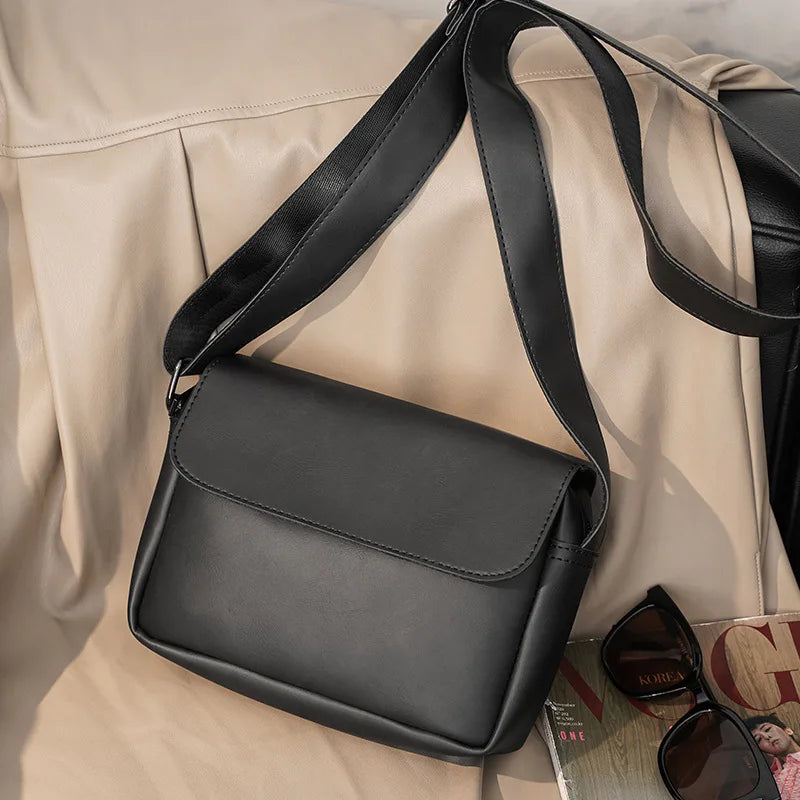Men's Messenger Bag Small Shoulder Handbag Flap Purse Vintage Crossbody Bag