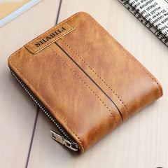 Men's Short Wallet Classic Zipper Business Wallet