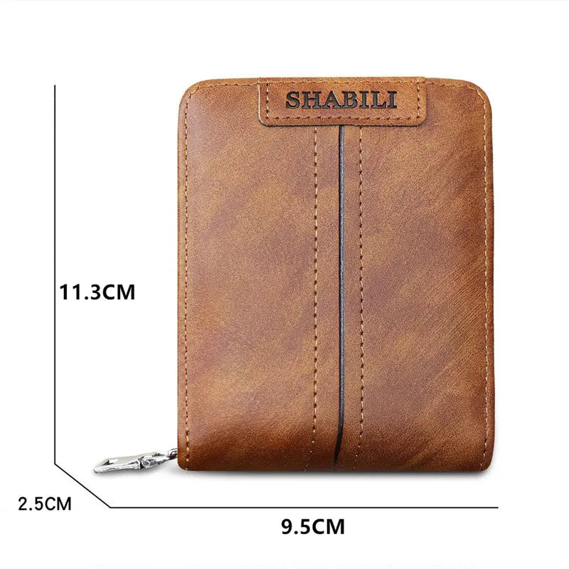 Men's Short Wallet Classic Zipper Business Wallet