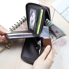Men's Short Wallet Classic Zipper Business Wallet