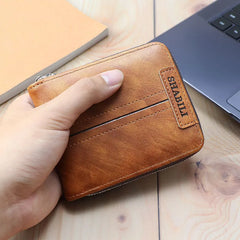 Men's Short Wallet Classic Zipper Business Wallet