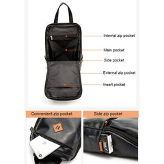 Men's UP Leather Sling Bag Crossbody Single Shoulder Chest Pack