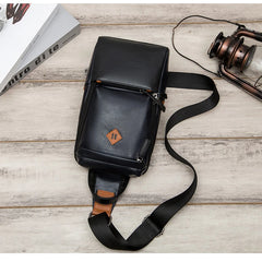 Men's UP Leather Sling Bag Crossbody Single Shoulder Chest Pack