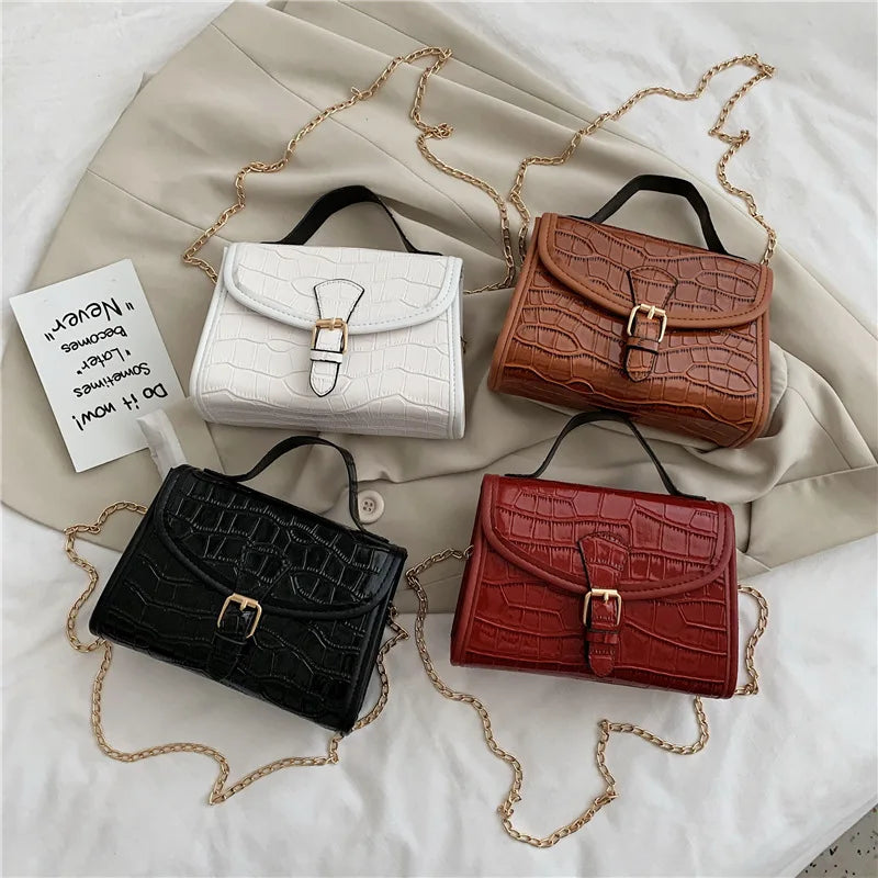 Crocodile Pattern One-shoulder Chain Messenger Bag