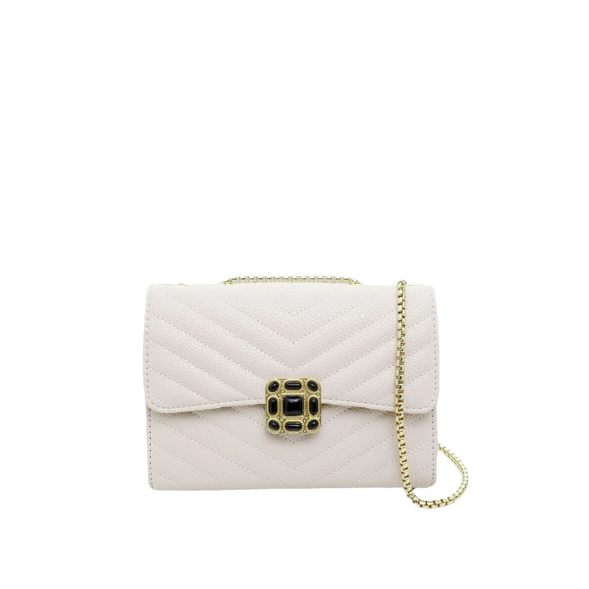 Metal Chain Shoulder Bag - Caviar Messenger Bag