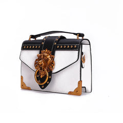 Metal Lion Head Mini Square Shoulder Bag Crossbody Clutch