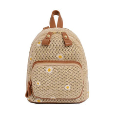 Straw Woven Mini Backpack for Girls Women's Summer Bag