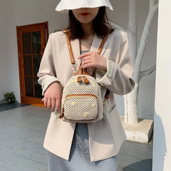 Straw Woven Mini Backpack for Girls Women's Summer Bag