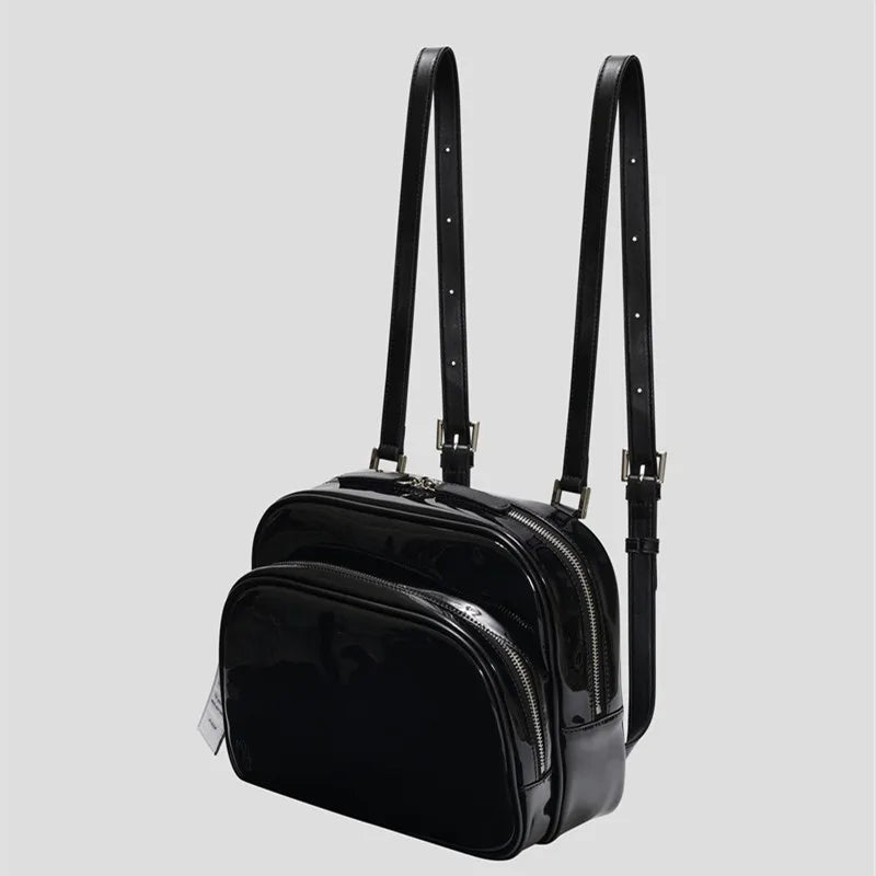 Women's Leather Mini Backpack - Casual Double-Shoulder Bag