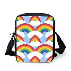 Rainbow Dinosaur Mini Messenger Bag for Women Lightweight Shoulder Crossbody Bag