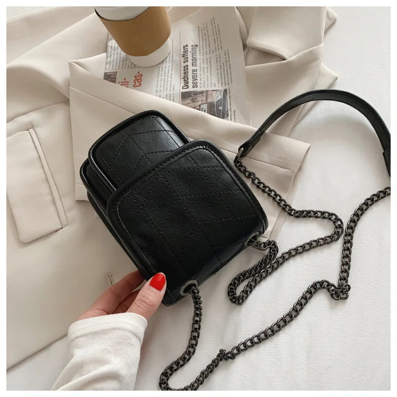 Mini Phone Bag Women Shoulder Chain Messenger PU Bag Ladies Casual