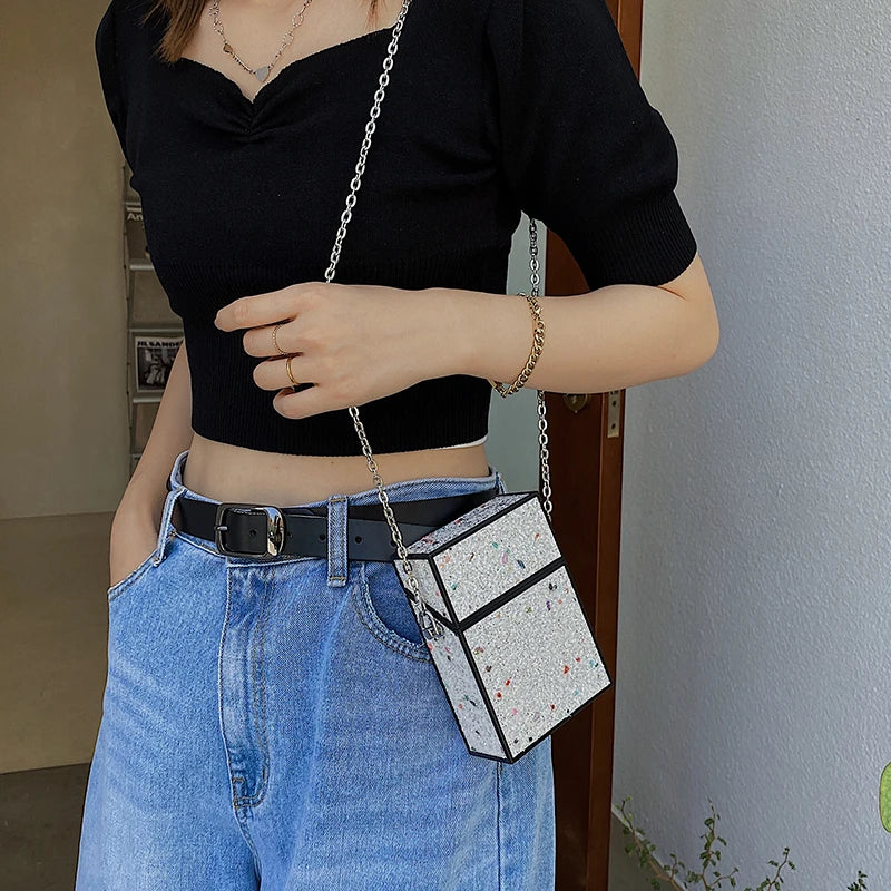 Mini Party Tote Bag PVC Women's Handbag Chain Shoulder