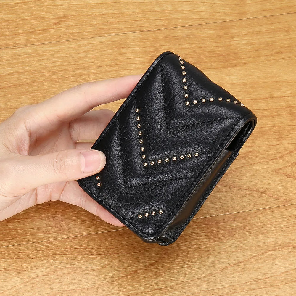 Mini Portable Leather Lipstick Bag Solid Female Clutch Bag