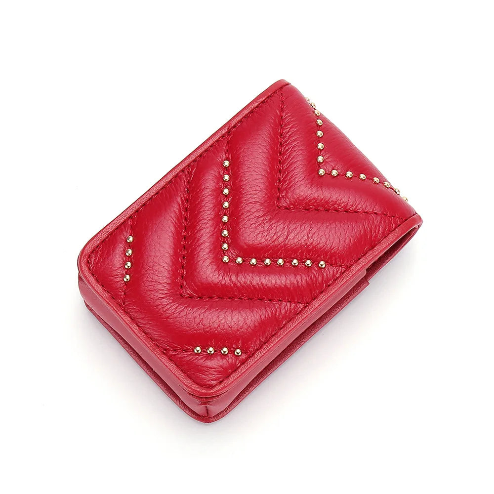 Mini Portable Leather Lipstick Bag Solid Female Clutch Bag