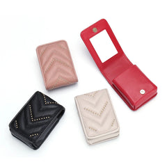 Mini Portable Leather Lipstick Bag Solid Female Clutch Bag