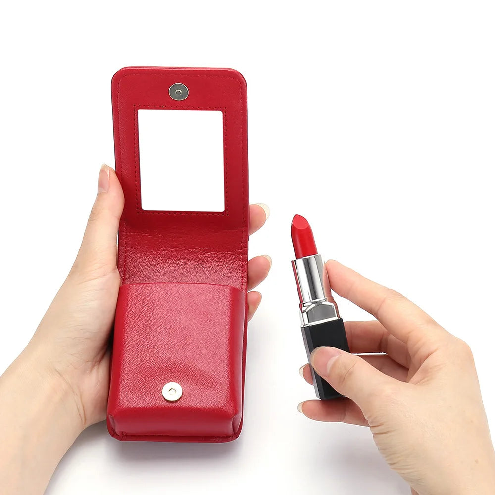 Mini Portable Leather Lipstick Bag Solid Female Clutch Bag