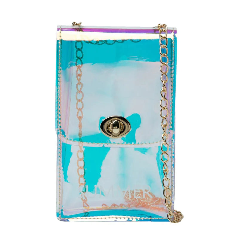 Mini Transparent Mobile Phone Bags for Women Small Laser Chain Shoulder Bags