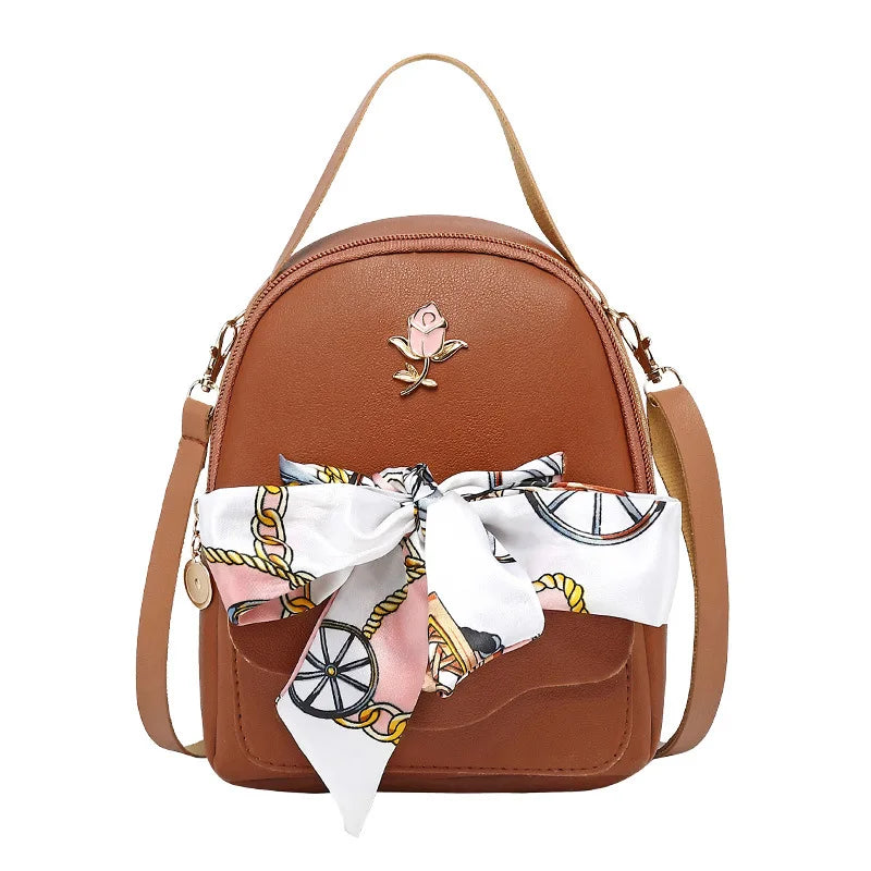 Mini Women Backpack With Scarf Casual Travel Backpack Girls Small School