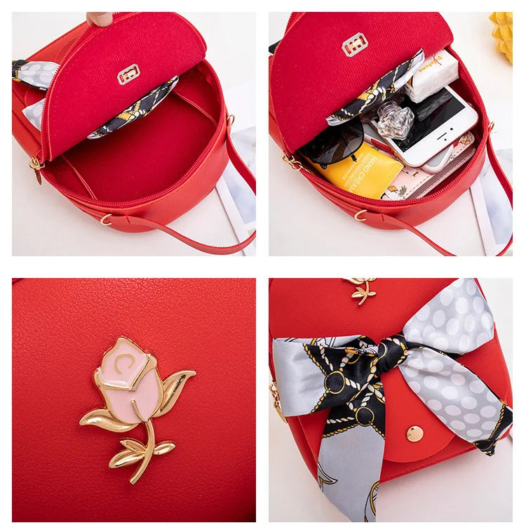Mini Women Backpack With Scarf Casual Travel Backpack Girls Small School