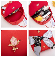 Mini Women Backpack With Scarf Casual Travel Backpack Girls Small School