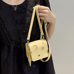Cheese Shaped Mini Crossbody Bag with Slice Pendant