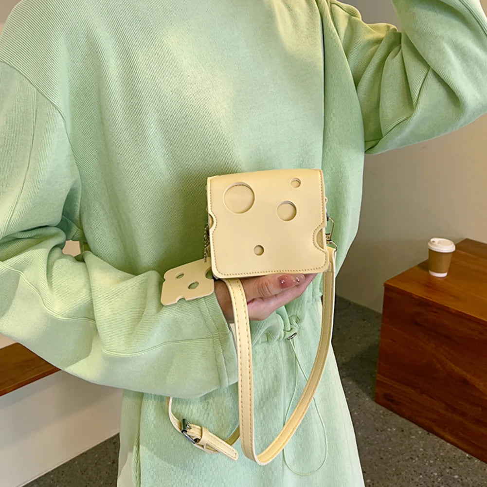 Mini Cheese Shaped Crossbody Phone Pouch Handbag for Travel