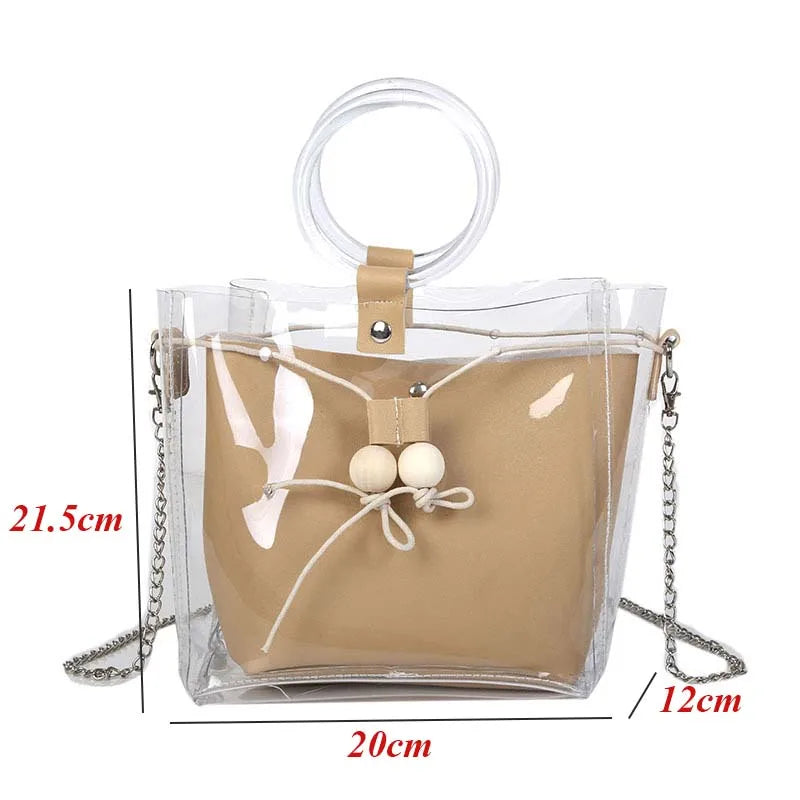 Clear Drawstring Women Mini Bag Transparent Jelly Shoulder Bag