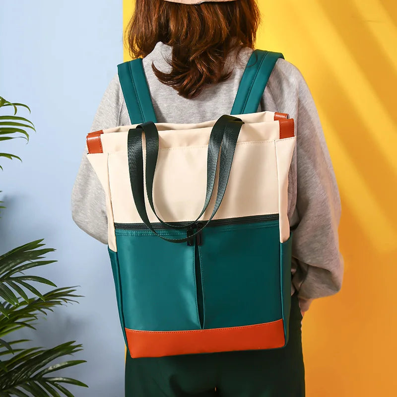 Multifunction Panelled Backpack Large Capacity School Bag