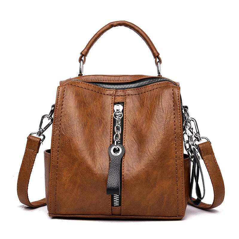 Multifunction Mini Backpack School Bags For Girls Women Leather Backpacks