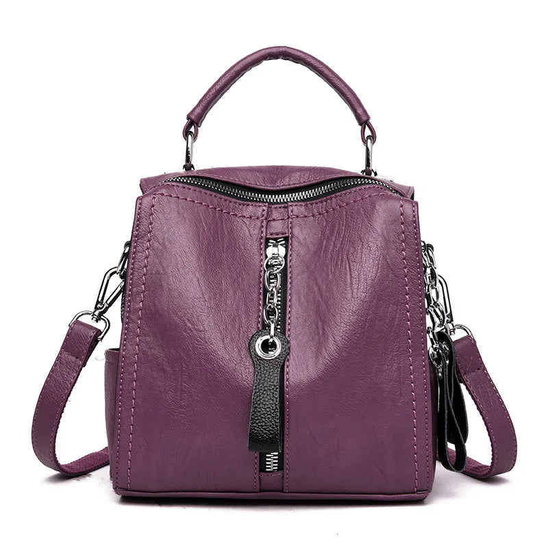 Multifunction Mini Backpack School Bags For Girls Women Leather Backpacks