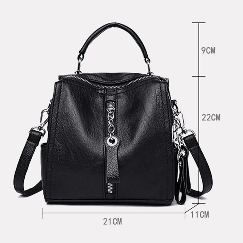 Multifunction Mini Backpack School Bags For Girls Women Leather Backpacks