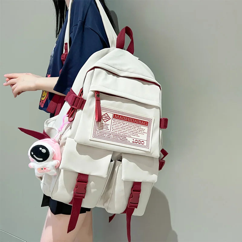 Multipocket Nylon Women Backpack Female Big Waterproof Back Bag