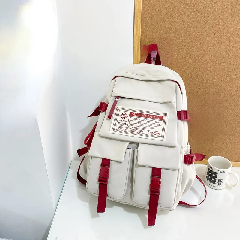 Waterproof Nylon Women Backpack Portable School Bag