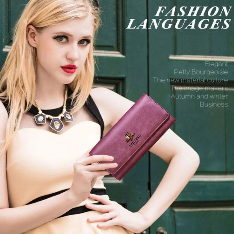 Vintage Cow Leather Clutch Phone Wallet for Women