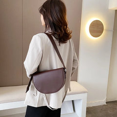 Solid Leather Shoulder Bag Retro Handbag Saddle Bag