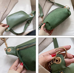 PU Leather Chain Waist Bag Belt Bag for Women